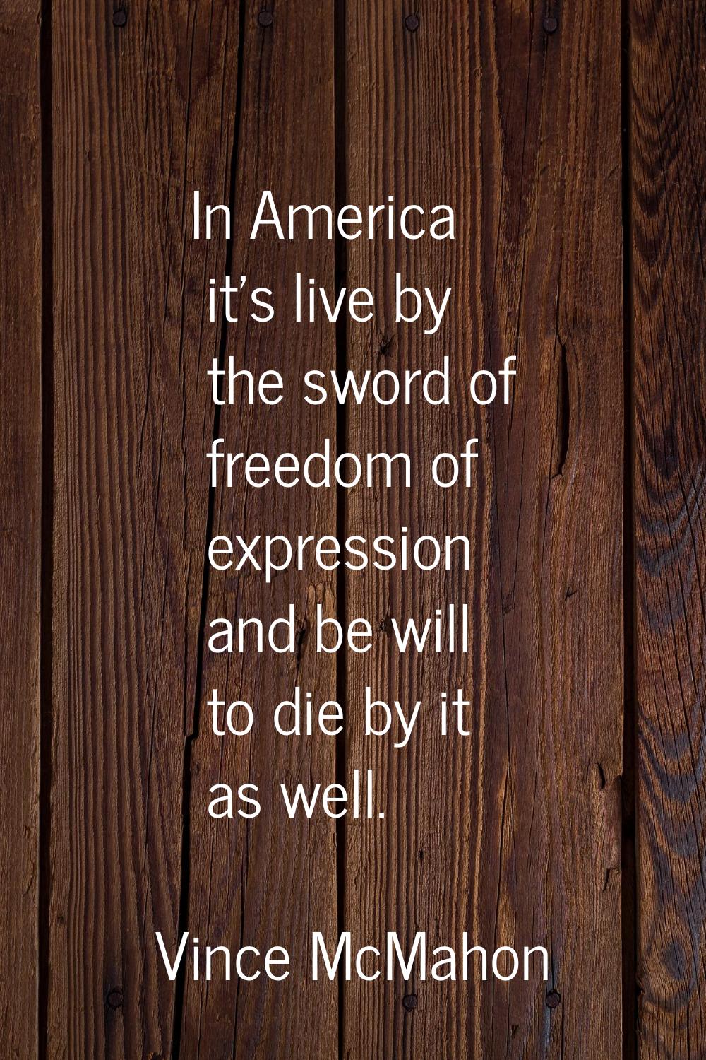 In America it's live by the sword of freedom of expression and be will to die by it as well.