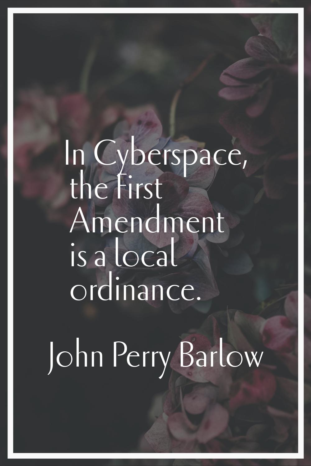 In Cyberspace, the First Amendment is a local ordinance.
