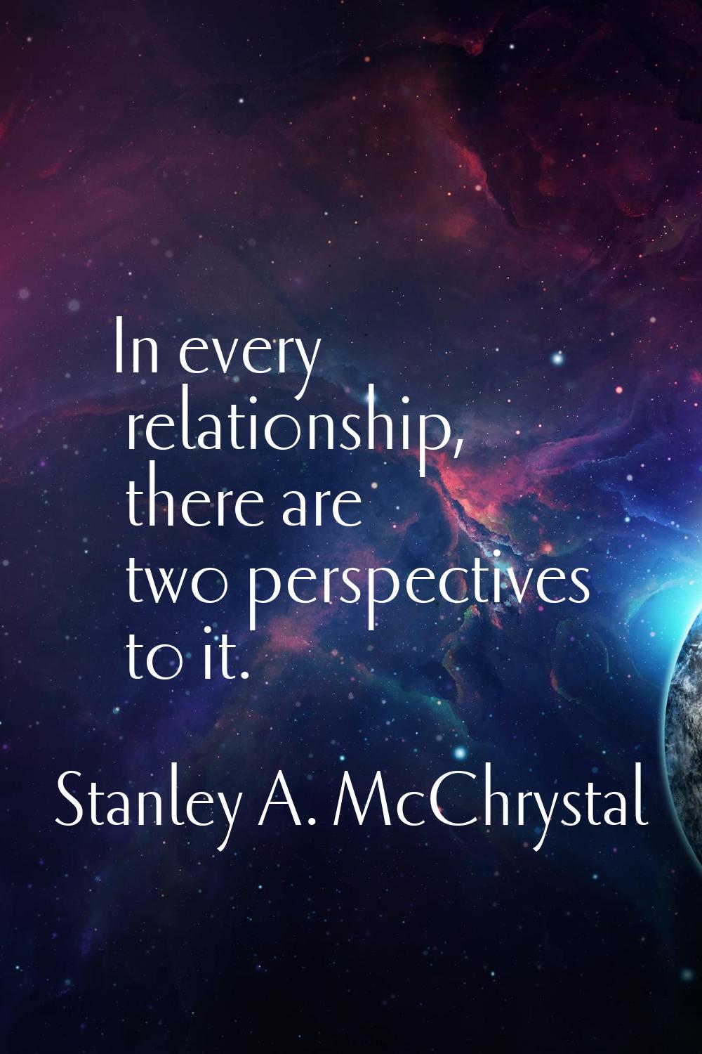 In every relationship, there are two perspectives to it.