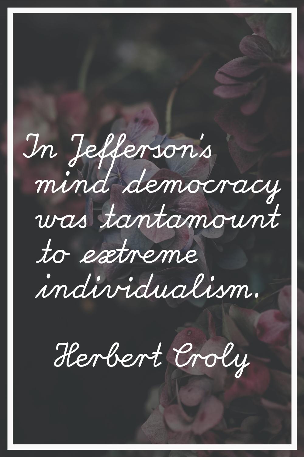 In Jefferson's mind democracy was tantamount to extreme individualism.