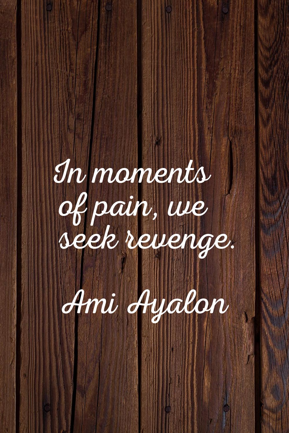 In moments of pain, we seek revenge.