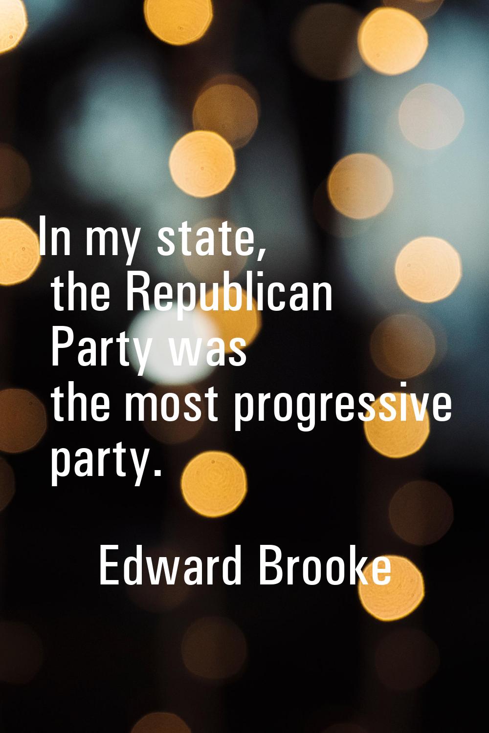 In my state, the Republican Party was the most progressive party.