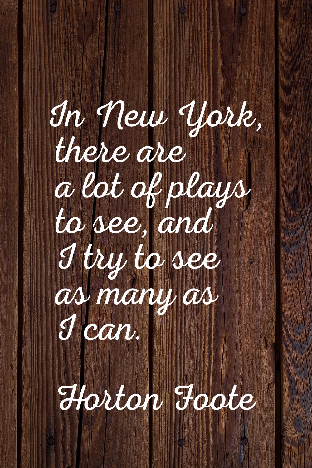 In New York, there are a lot of plays to see, and I try to see as many as I can.