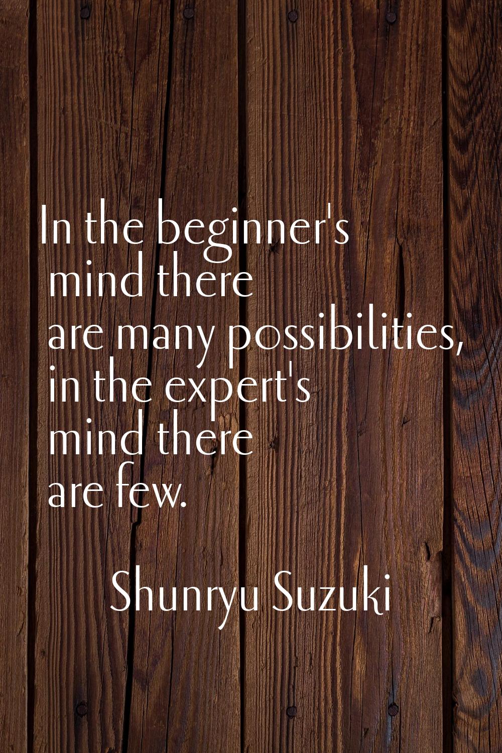 In the beginner's mind there are many possibilities, in the expert's mind there are few.
