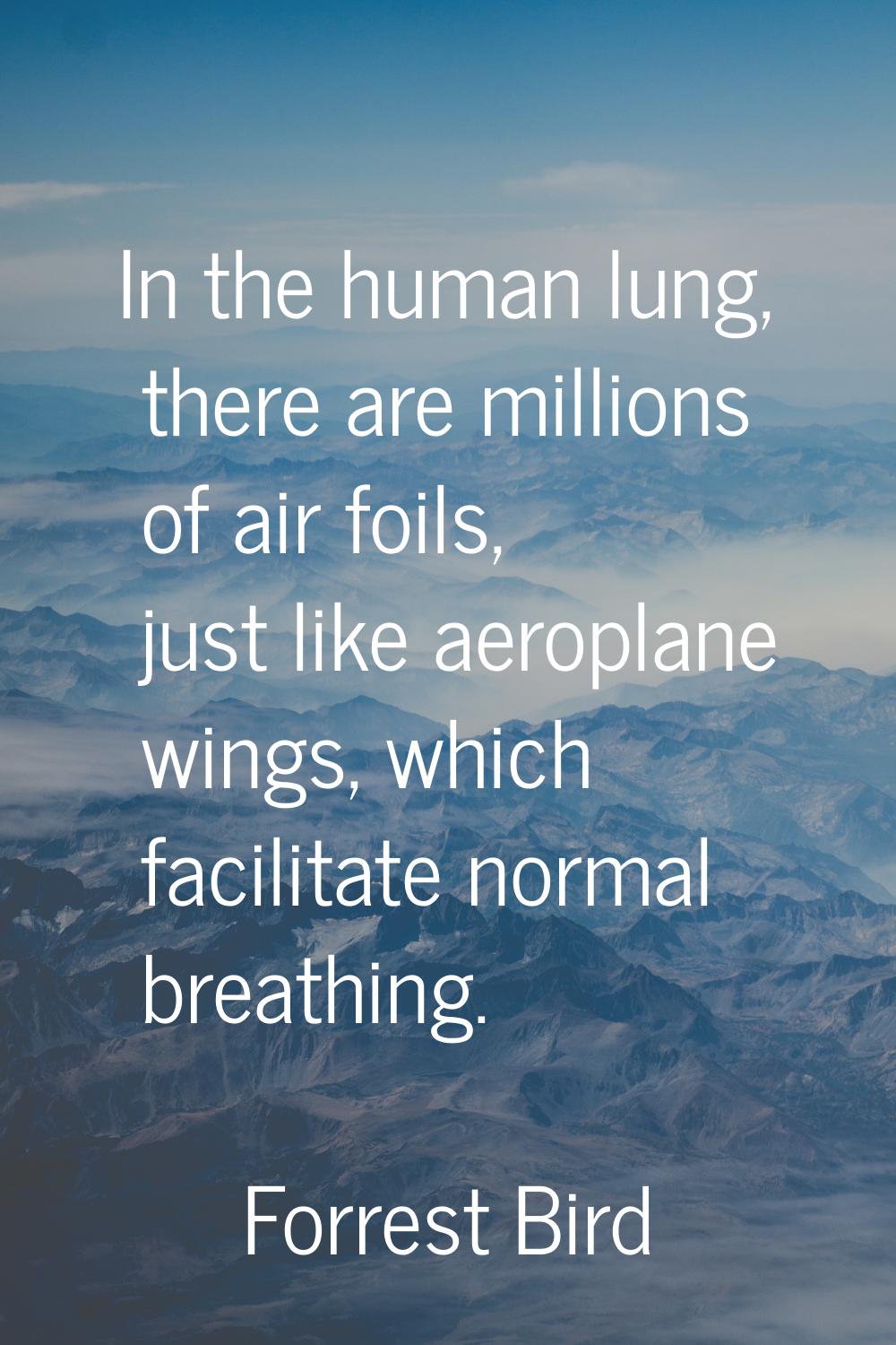 In the human lung, there are millions of air foils, just like aeroplane wings, which facilitate nor