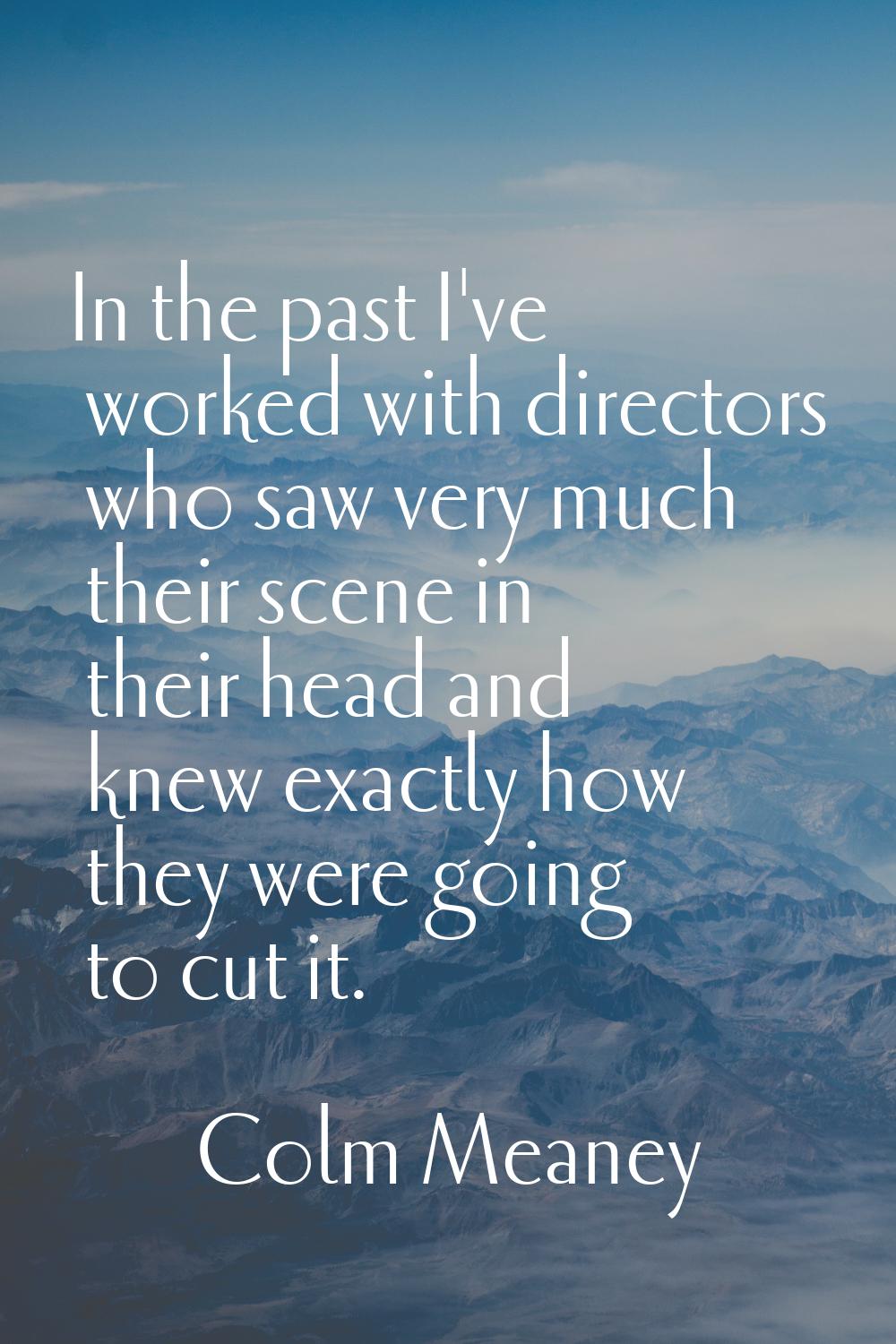 In the past I've worked with directors who saw very much their scene in their head and knew exactly