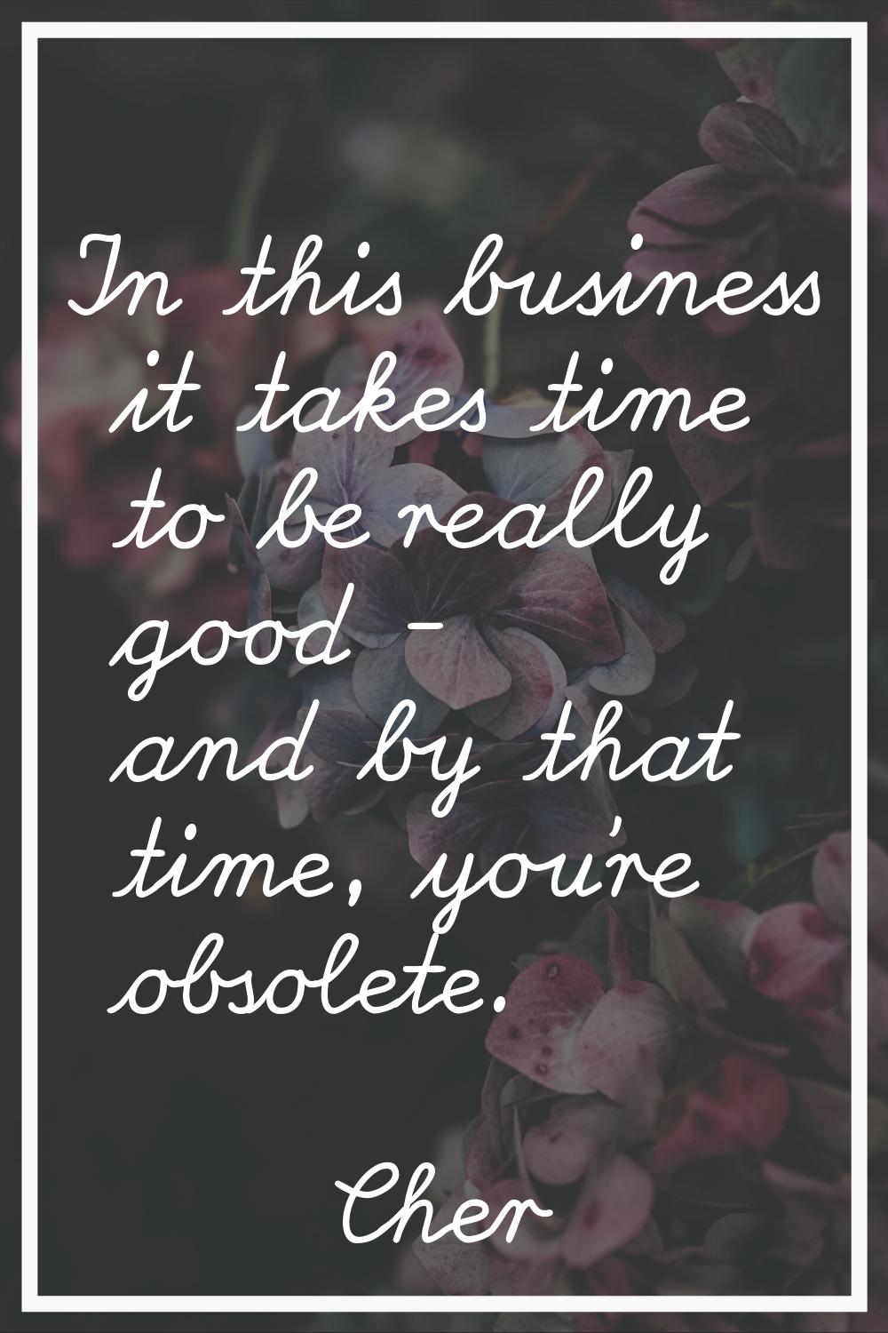 In this business it takes time to be really good - and by that time, you're obsolete.