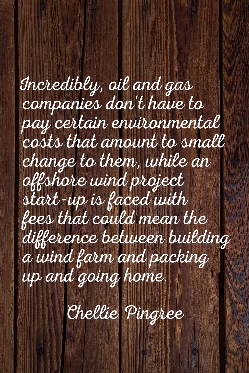 Incredibly, oil and gas companies don't have to pay certain environmental costs that amount to smal