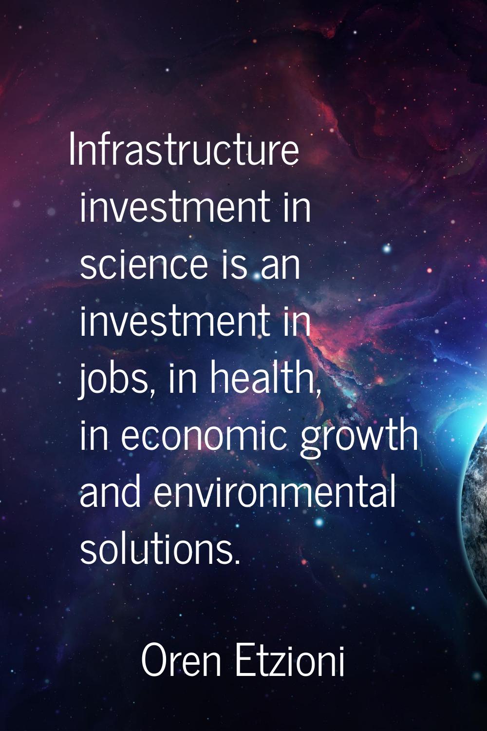 Infrastructure investment in science is an investment in jobs, in health, in economic growth and en