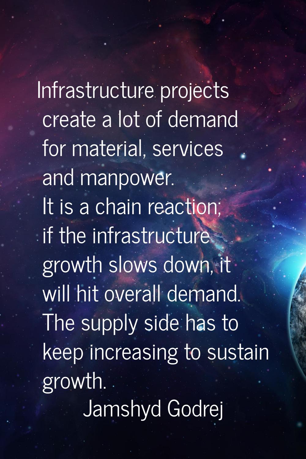 Infrastructure projects create a lot of demand for material, services and manpower. It is a chain r