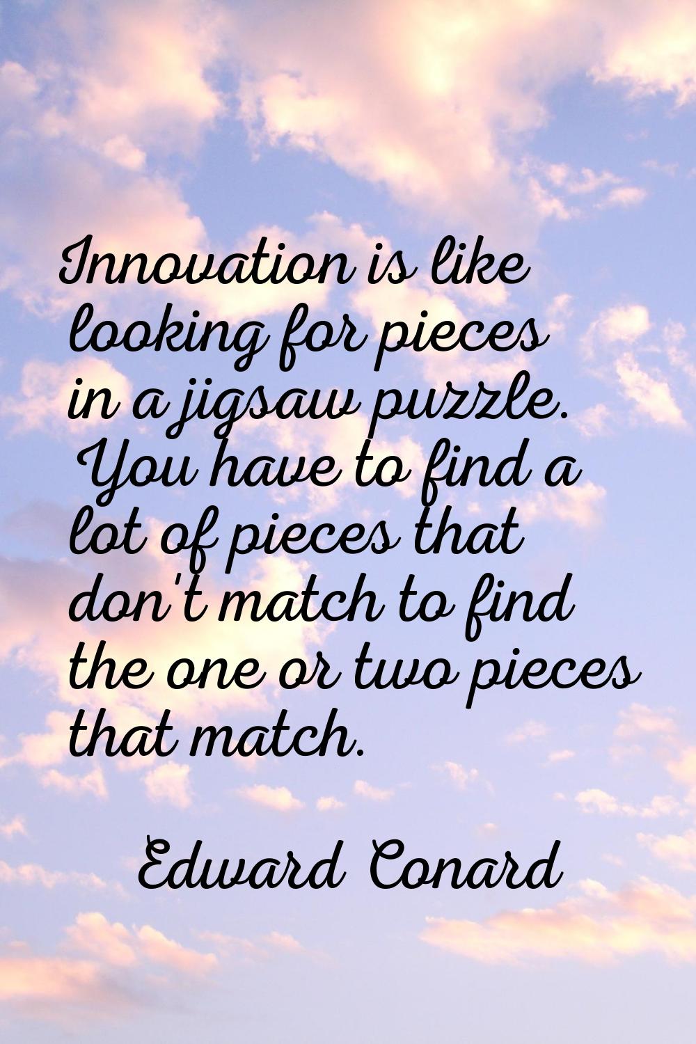 Innovation is like looking for pieces in a jigsaw puzzle. You have to find a lot of pieces that don