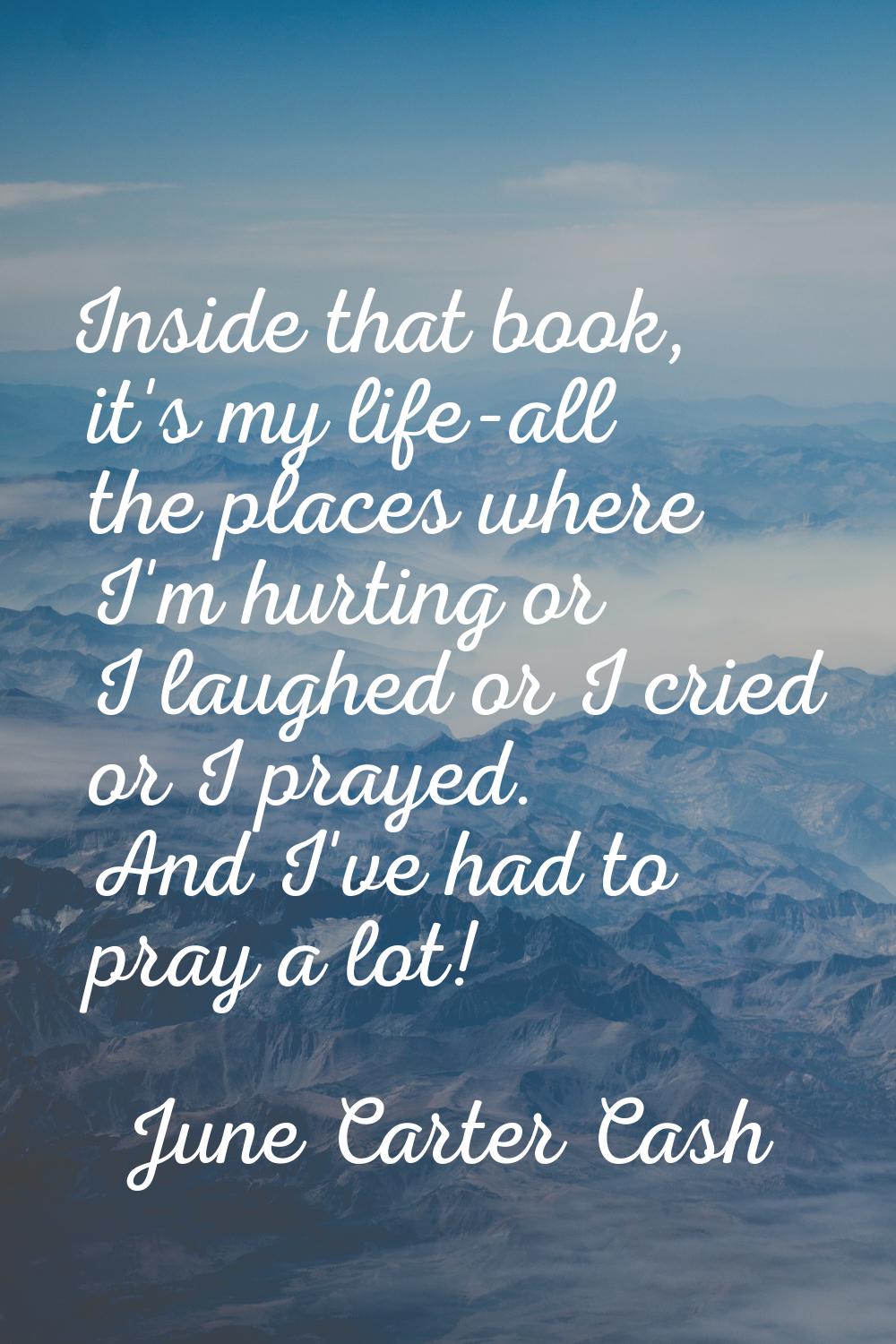 Inside that book, it's my life-all the places where I'm hurting or I laughed or I cried or I prayed