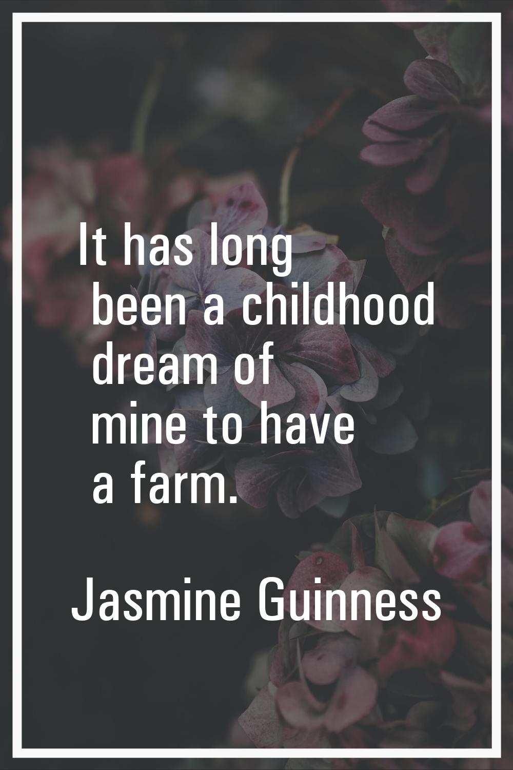 It has long been a childhood dream of mine to have a farm.