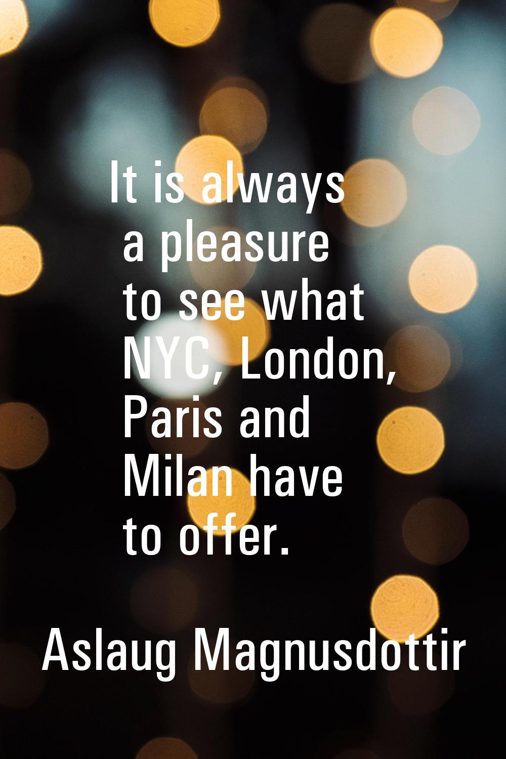 It is always a pleasure to see what NYC, London, Paris and Milan have to offer.