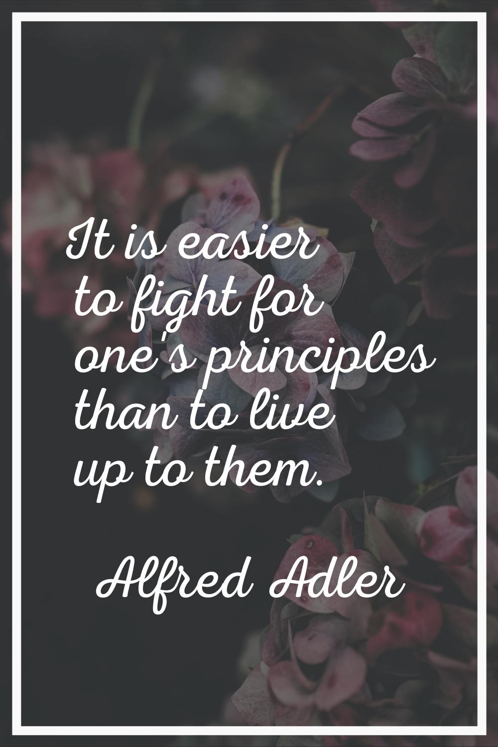 It is easier to fight for one's principles than to live up to them.