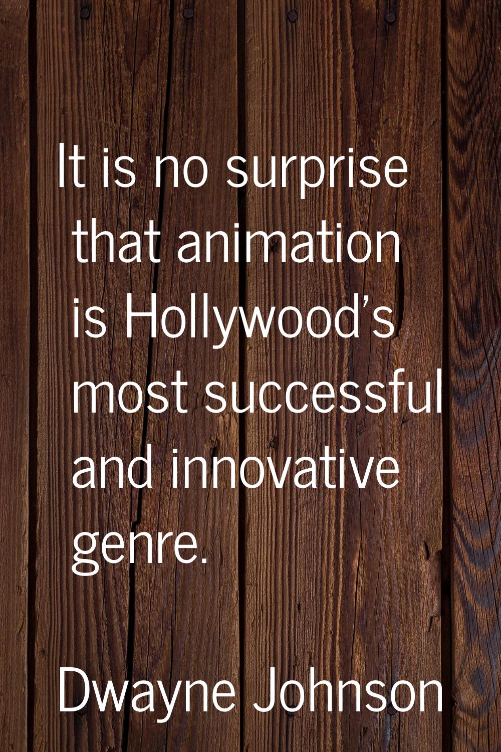 It is no surprise that animation is Hollywood's most successful and innovative genre.