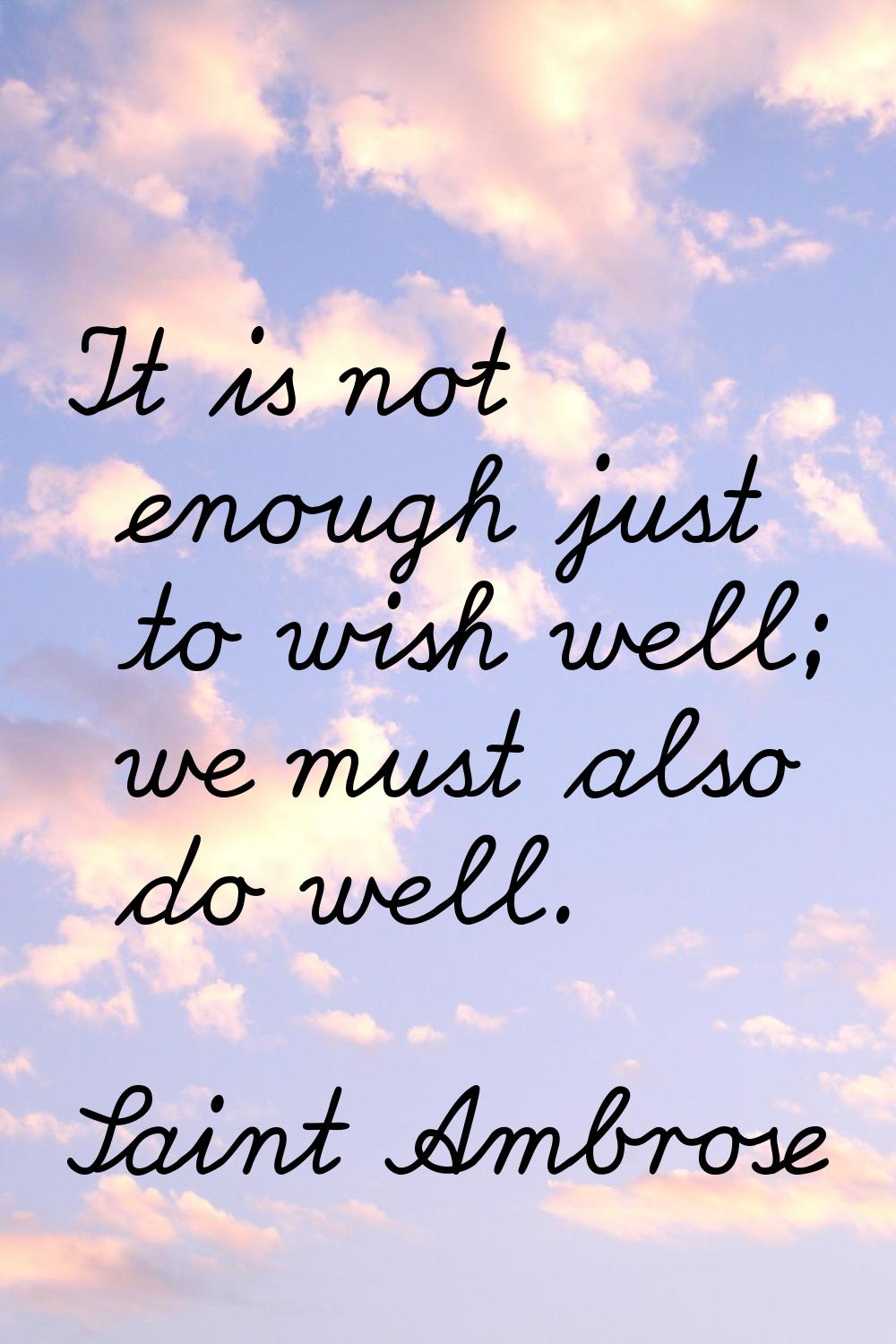 It is not enough just to wish well; we must also do well.