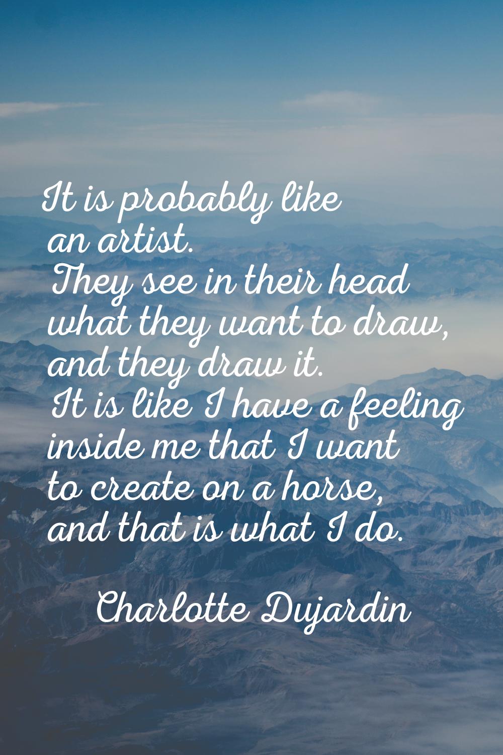 It is probably like an artist. They see in their head what they want to draw, and they draw it. It 