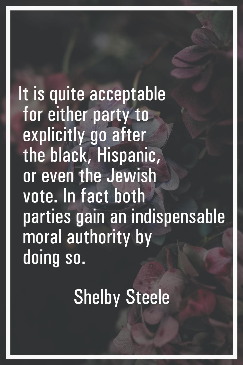 It is quite acceptable for either party to explicitly go after the black, Hispanic, or even the Jew