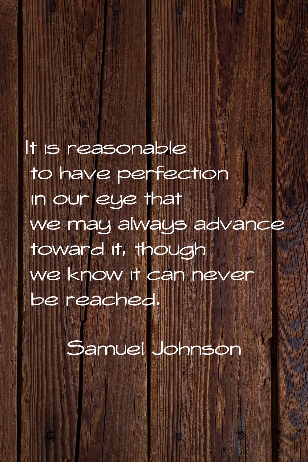 It is reasonable to have perfection in our eye that we may always advance toward it, though we know