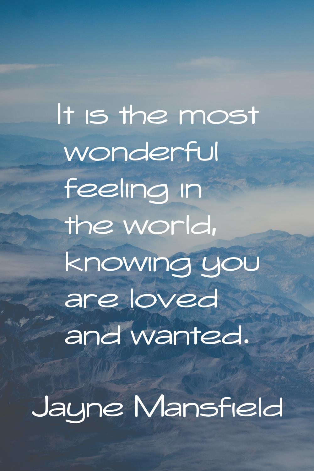 It is the most wonderful feeling in the world, knowing you are loved and wanted.