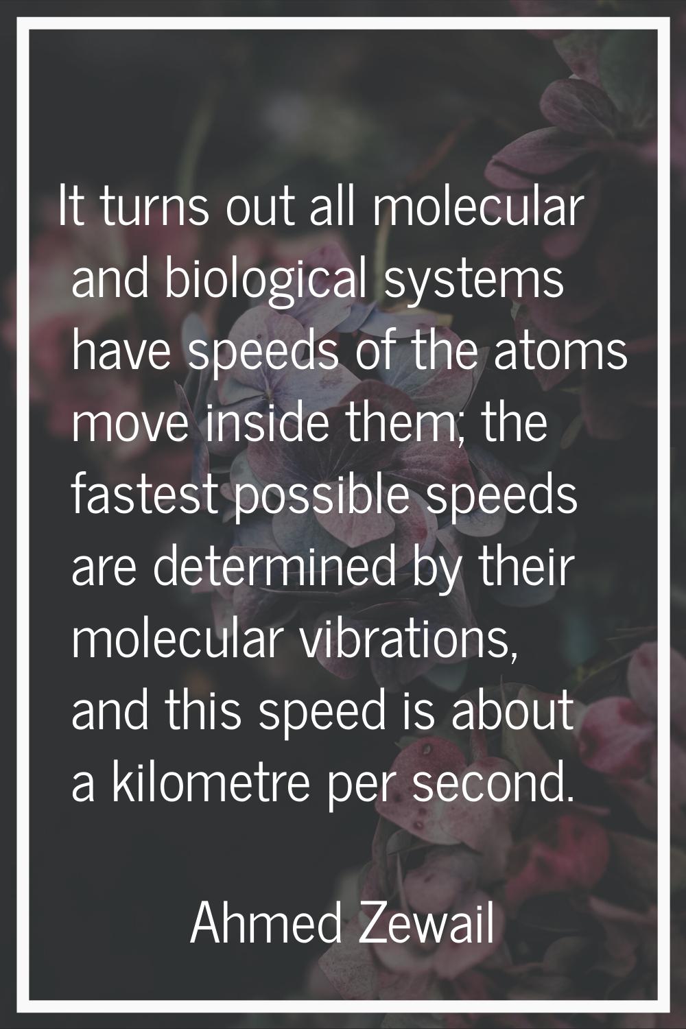 It turns out all molecular and biological systems have speeds of the atoms move inside them; the fa