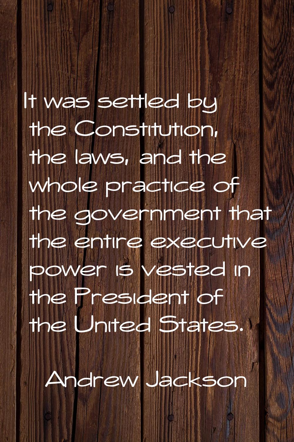 It was settled by the Constitution, the laws, and the whole practice of the government that the ent