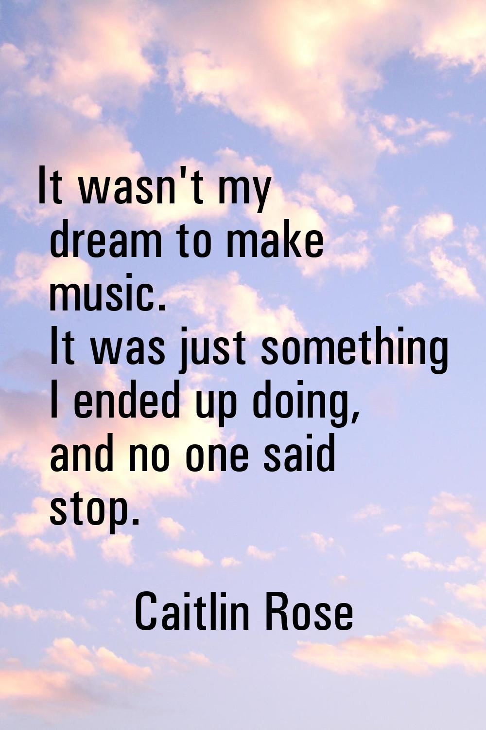 It wasn't my dream to make music. It was just something I ended up doing, and no one said stop.