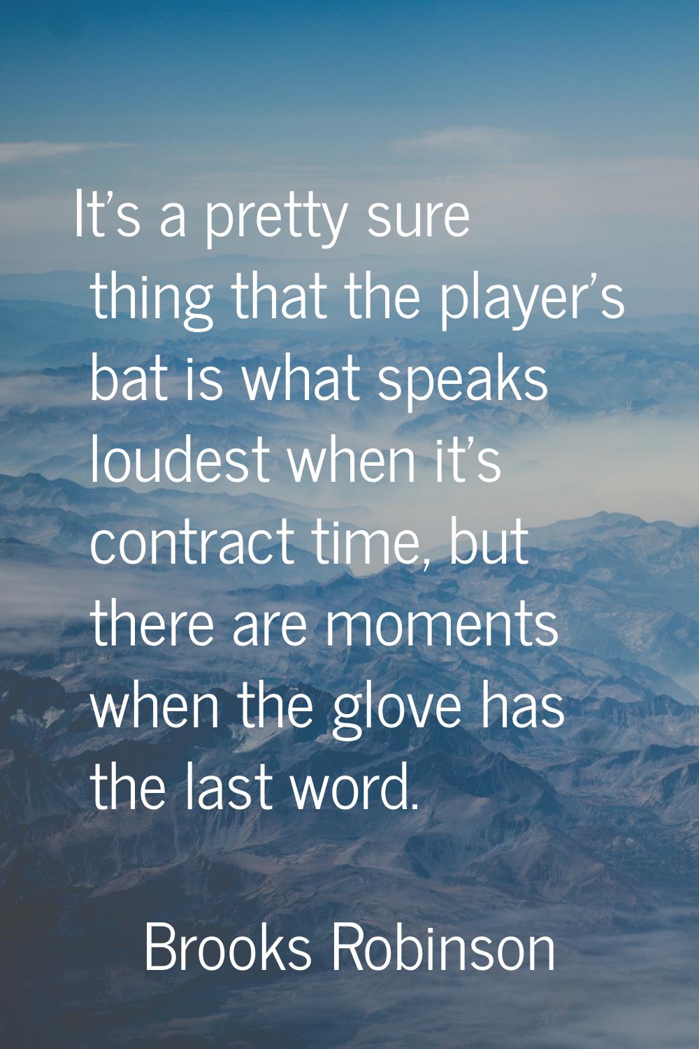 It's a pretty sure thing that the player's bat is what speaks loudest when it's contract time, but 