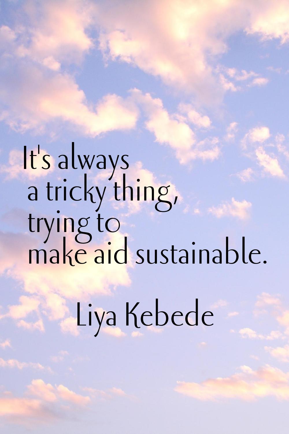 It's always a tricky thing, trying to make aid sustainable.