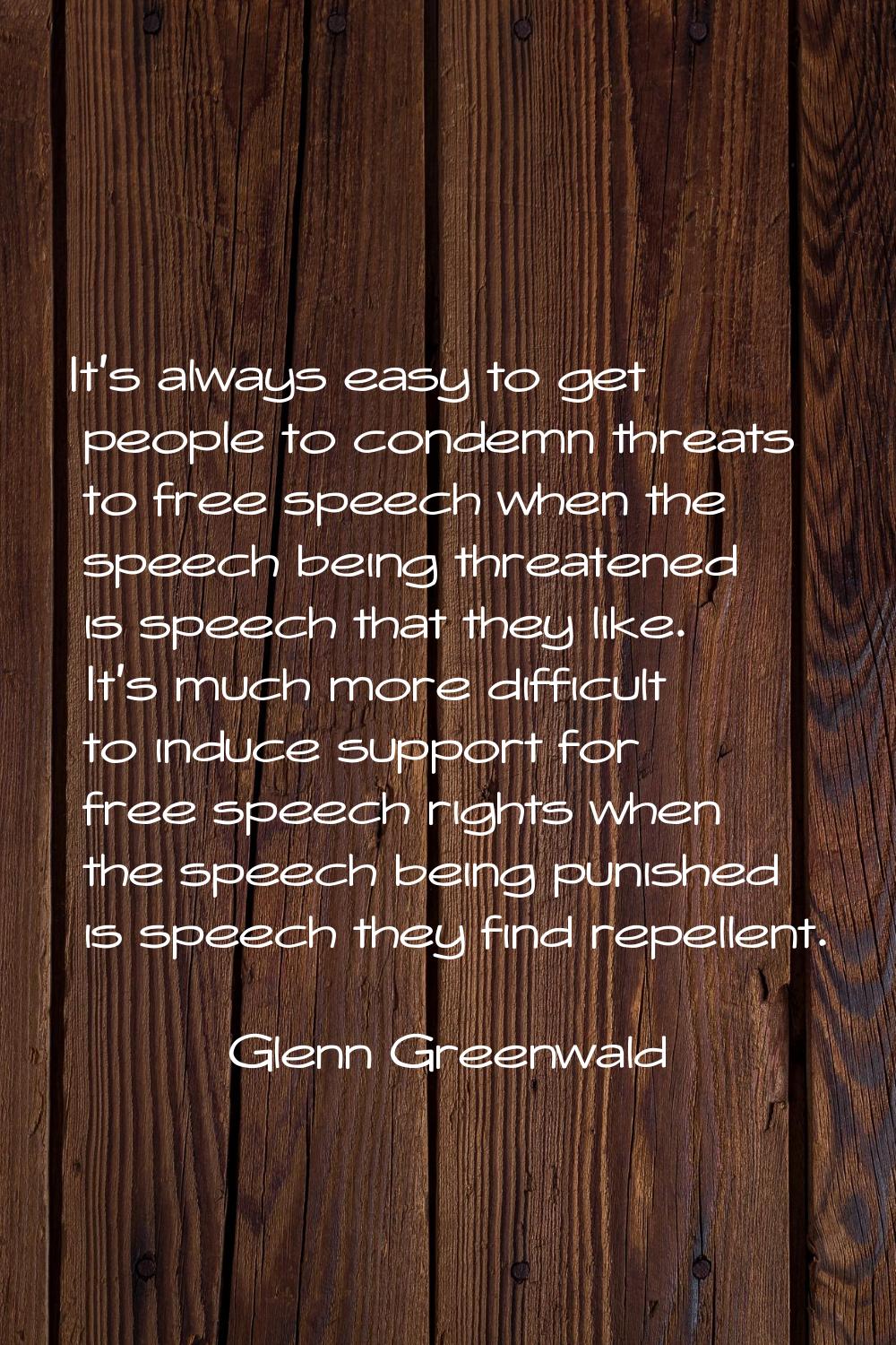 It's always easy to get people to condemn threats to free speech when the speech being threatened i