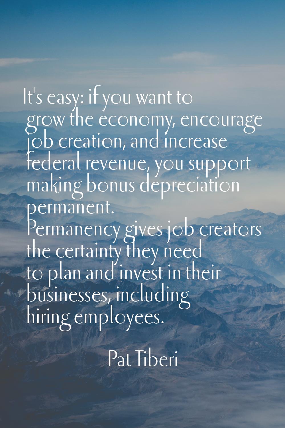 It's easy: if you want to grow the economy, encourage job creation, and increase federal revenue, y