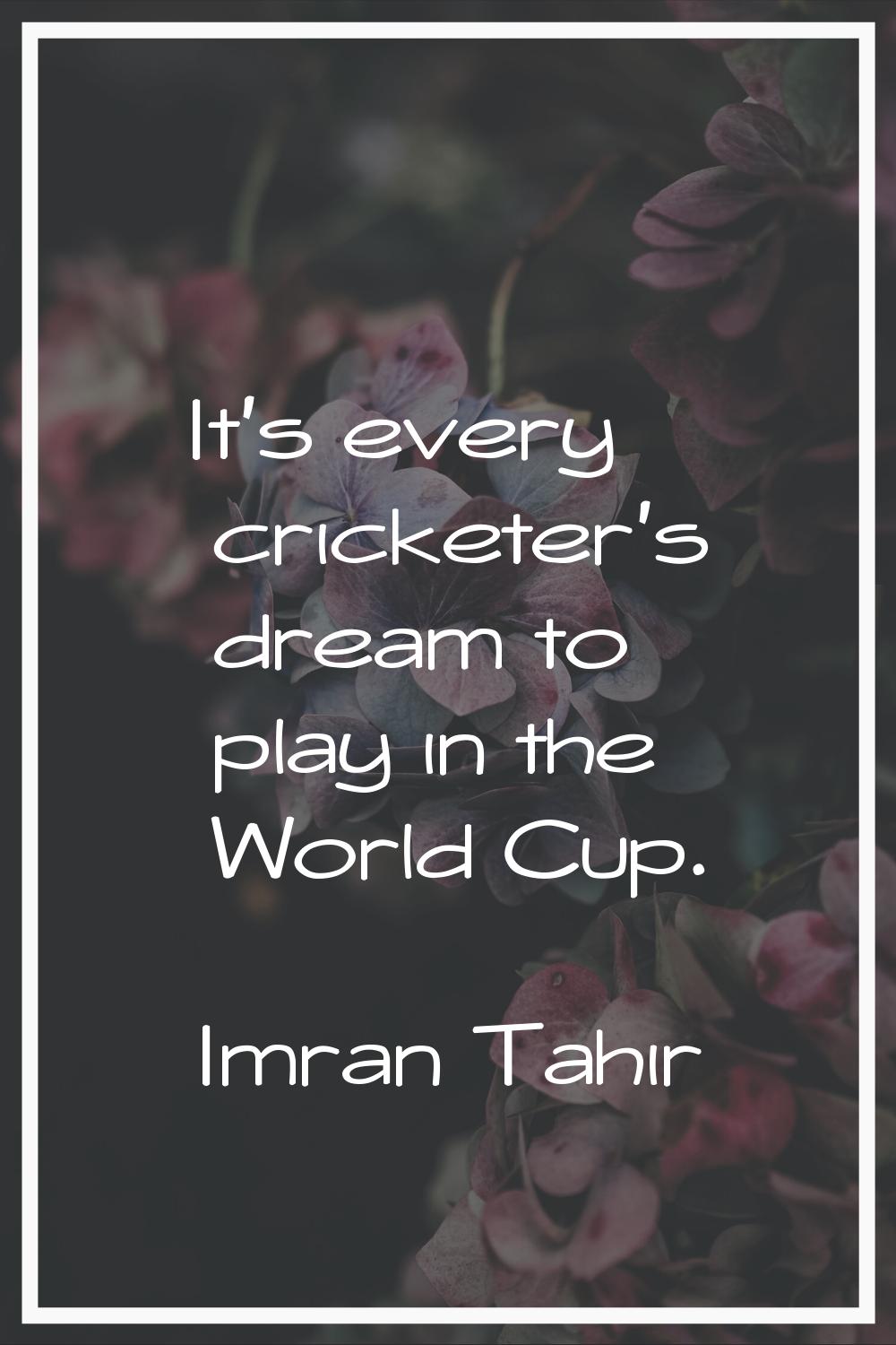 It's every cricketer's dream to play in the World Cup.