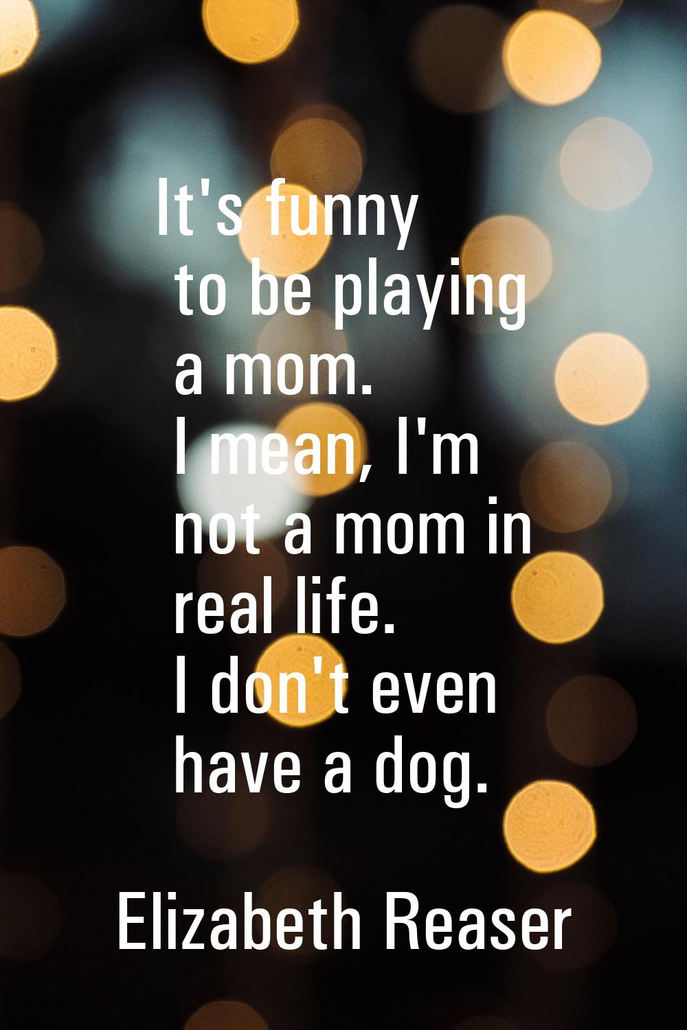 It's funny to be playing a mom. I mean, I'm not a mom in real life. I don't even have a dog.