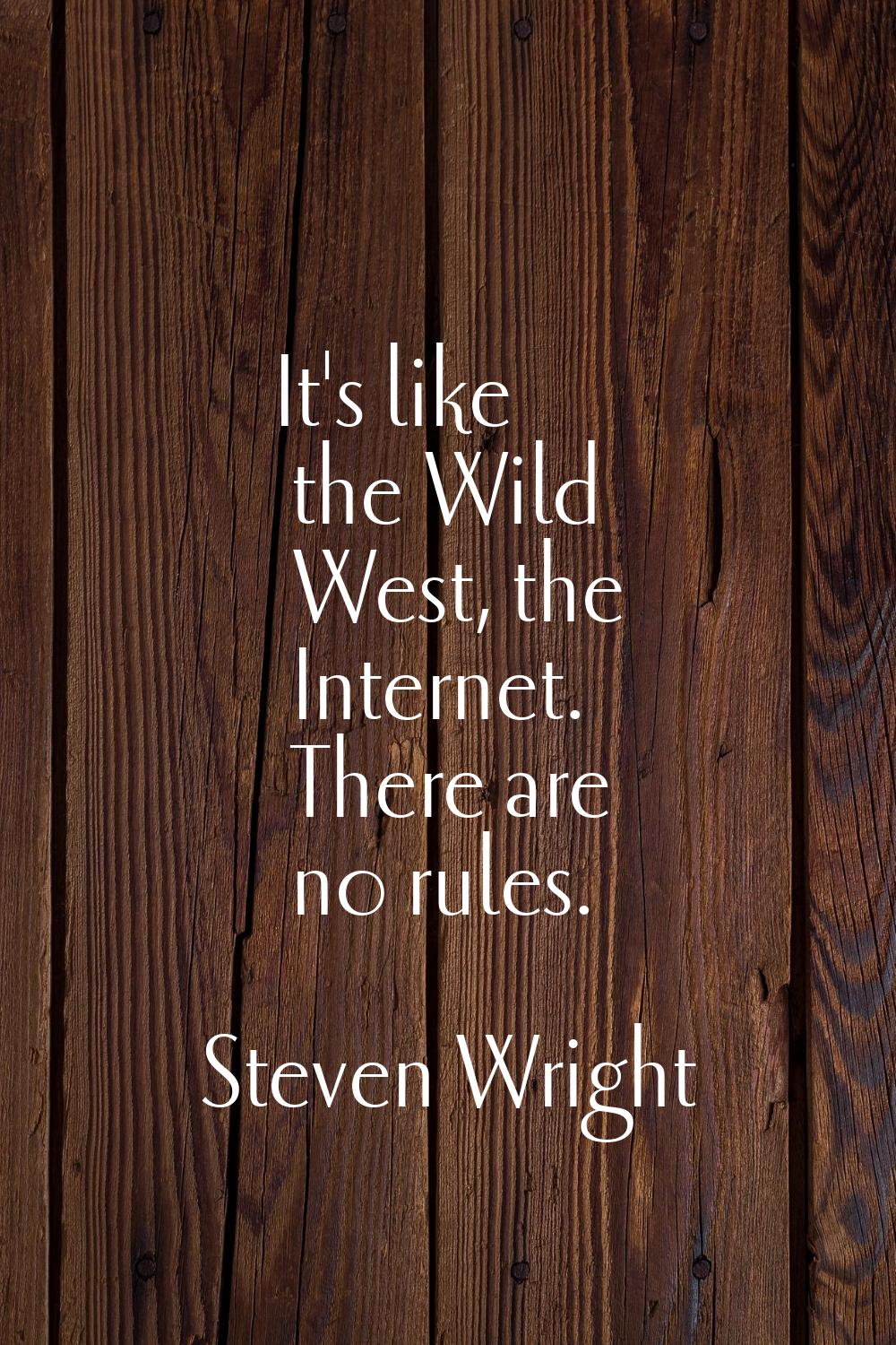 It's like the Wild West, the Internet. There are no rules.