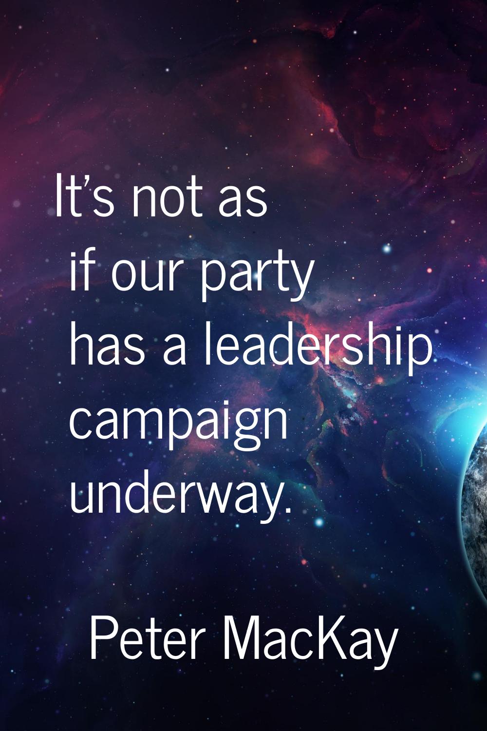 It's not as if our party has a leadership campaign underway.