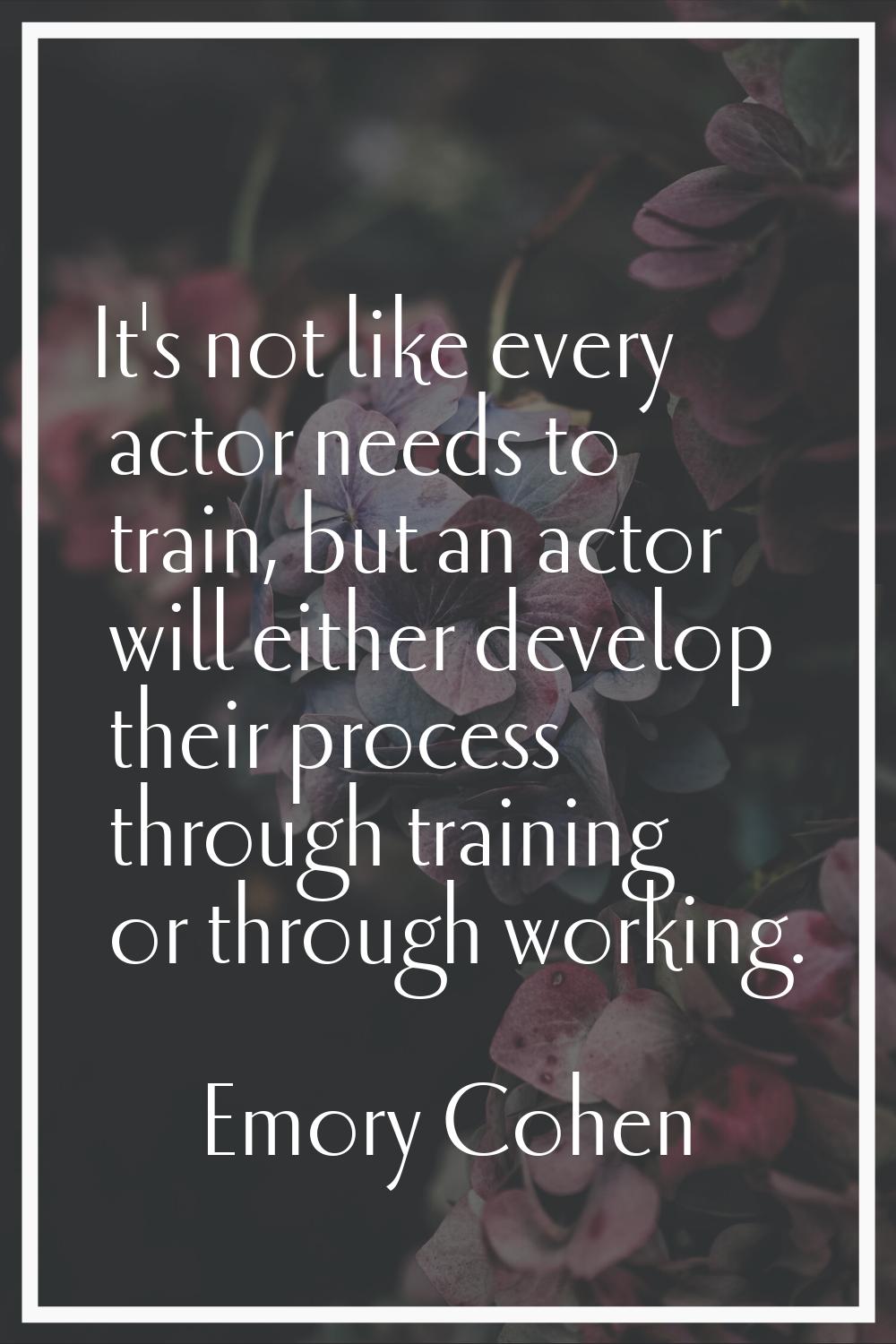 It's not like every actor needs to train, but an actor will either develop their process through tr