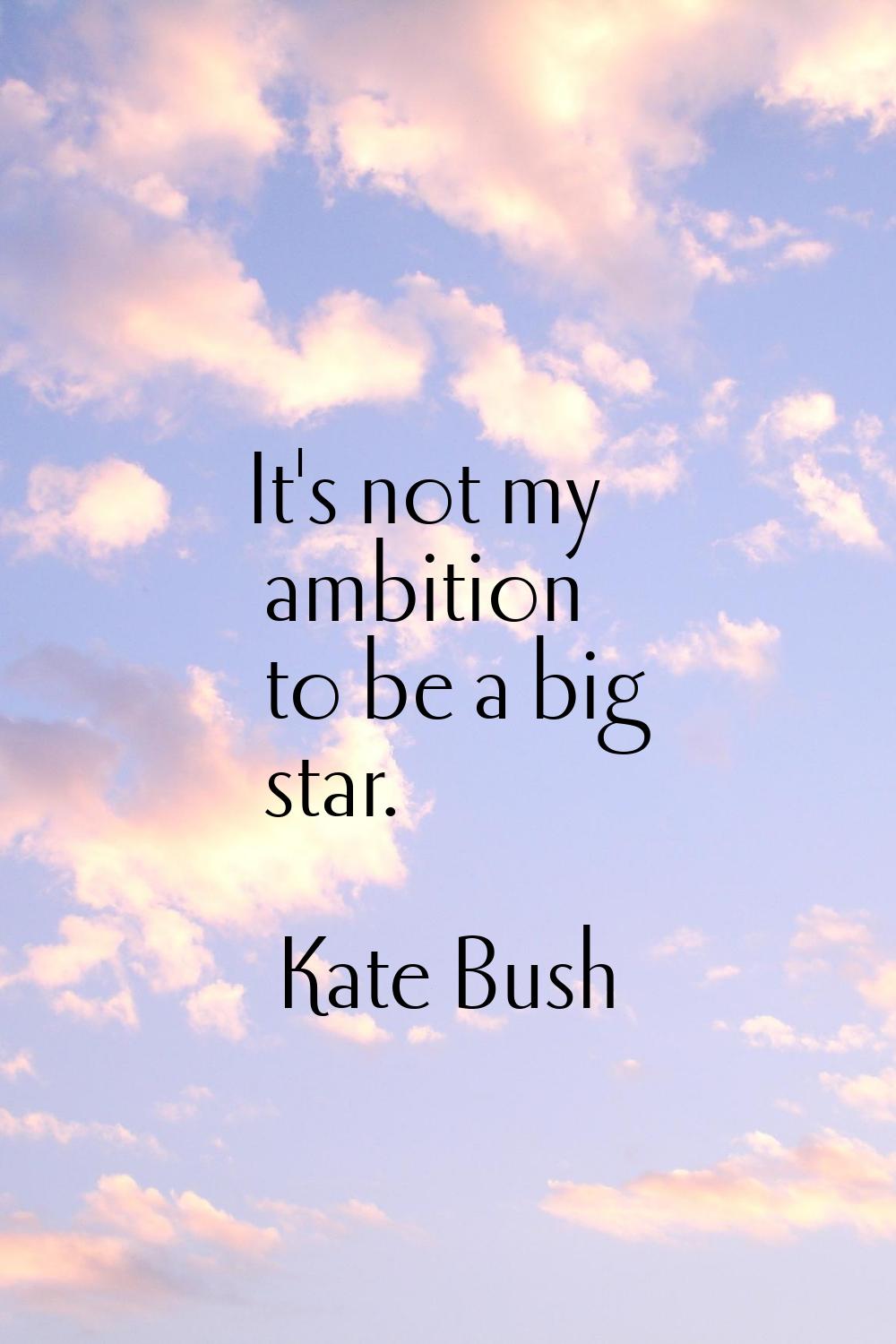 It's not my ambition to be a big star.