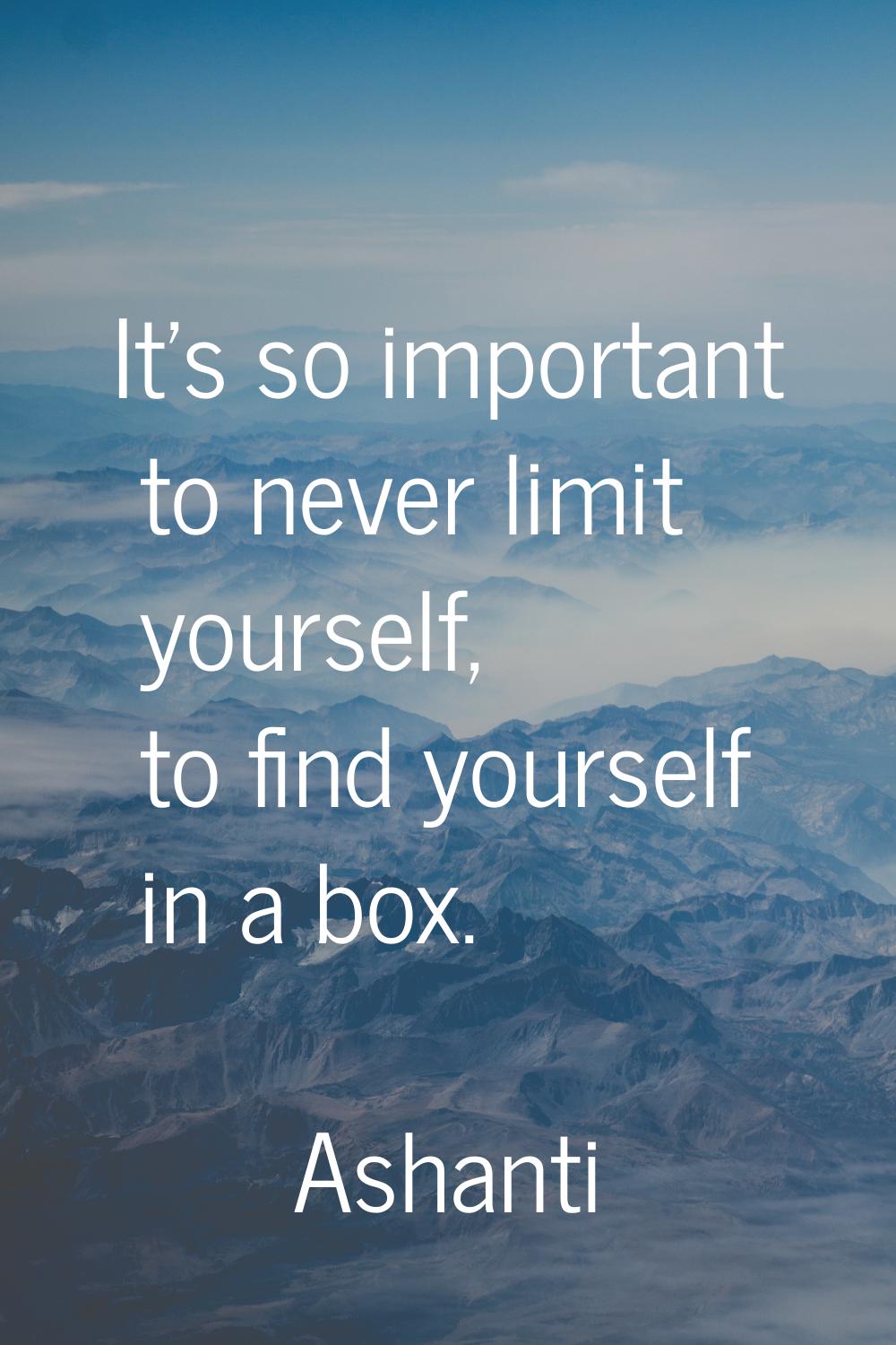 It's so important to never limit yourself, to find yourself in a box.