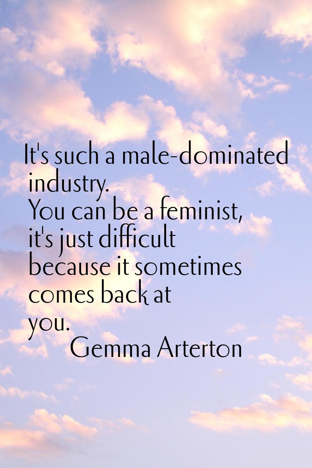 It's such a male-dominated industry. You can be a feminist, it's just difficult because it sometime