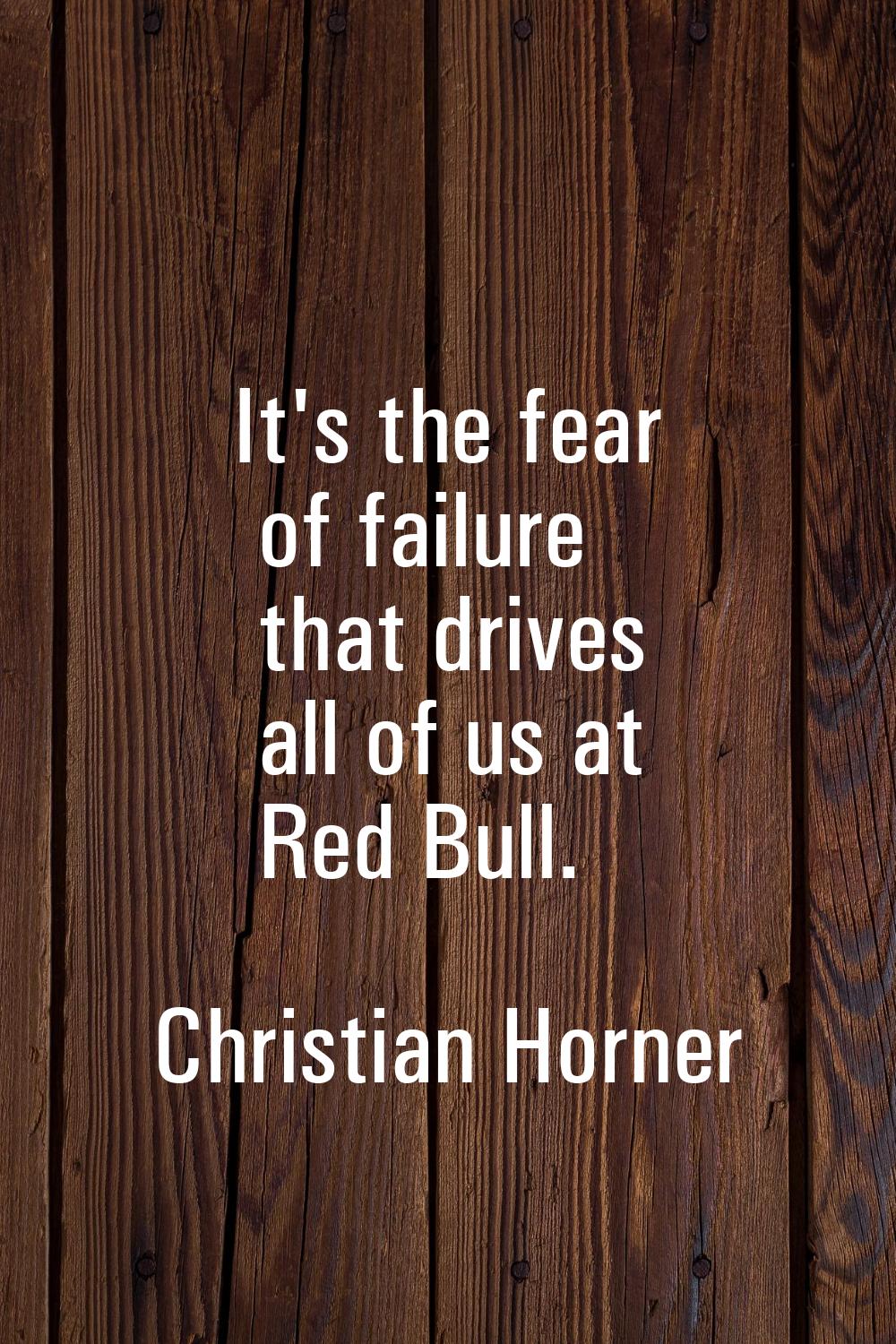 It's the fear of failure that drives all of us at Red Bull.