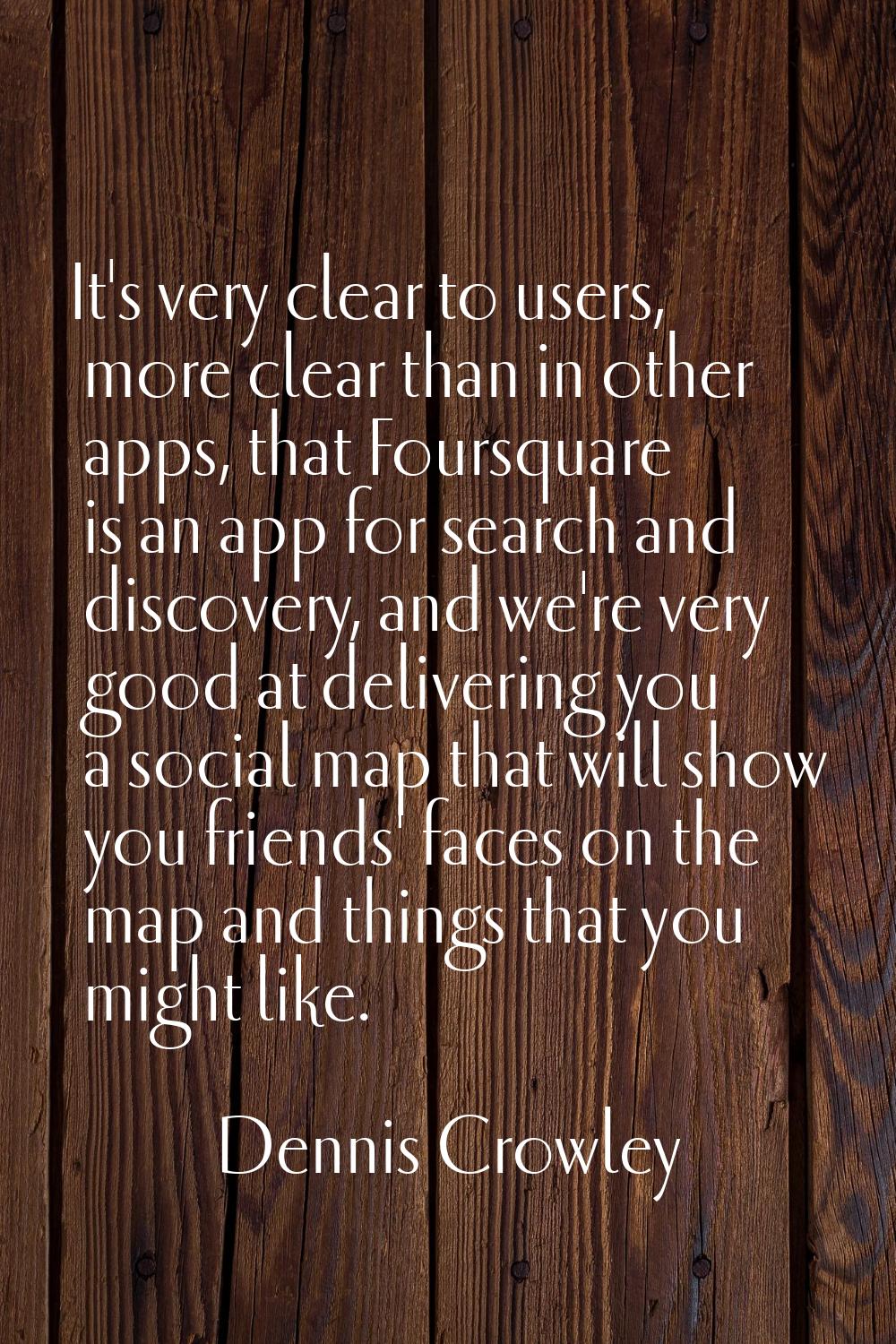 It's very clear to users, more clear than in other apps, that Foursquare is an app for search and d