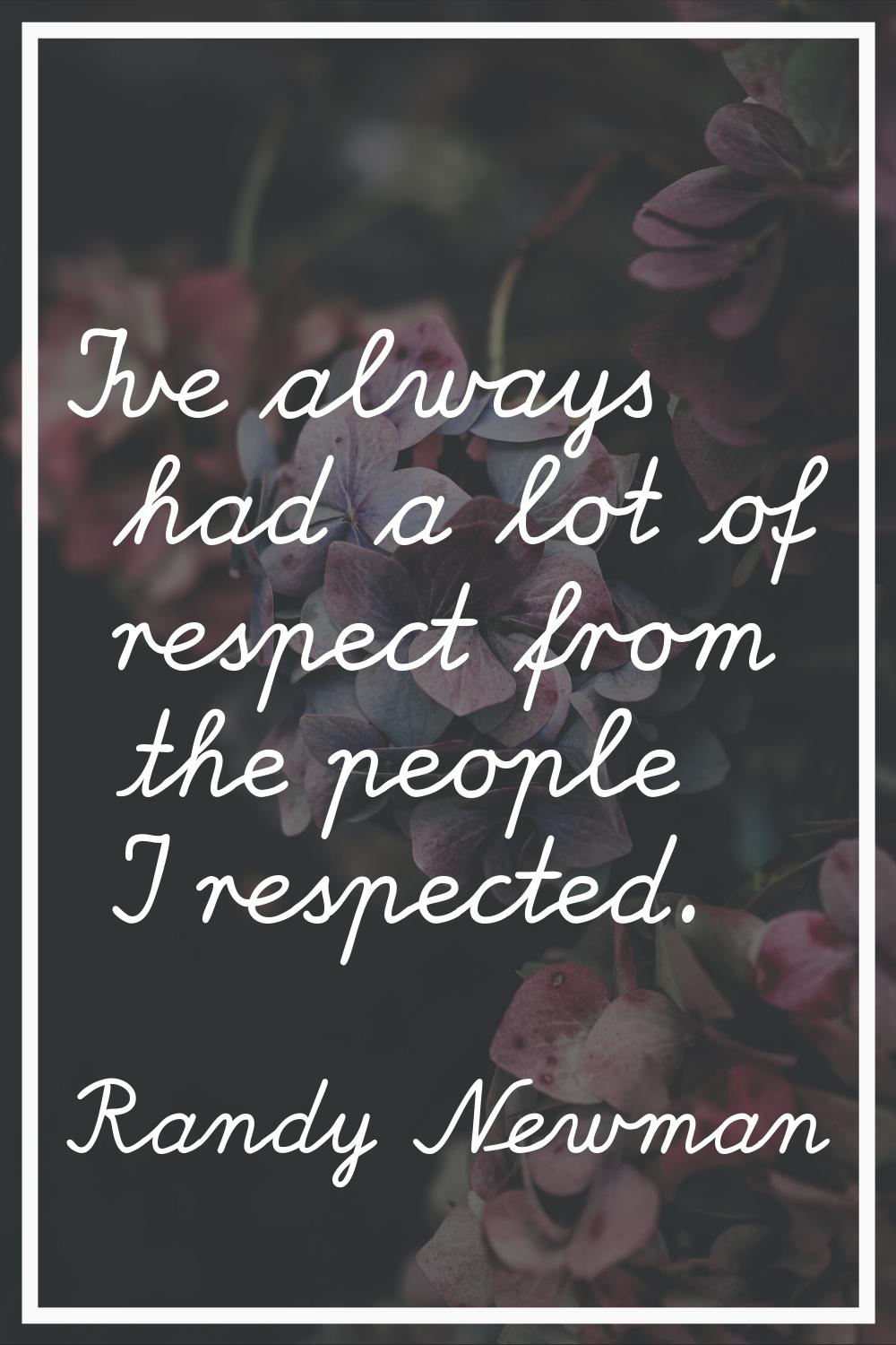 I've always had a lot of respect from the people I respected.