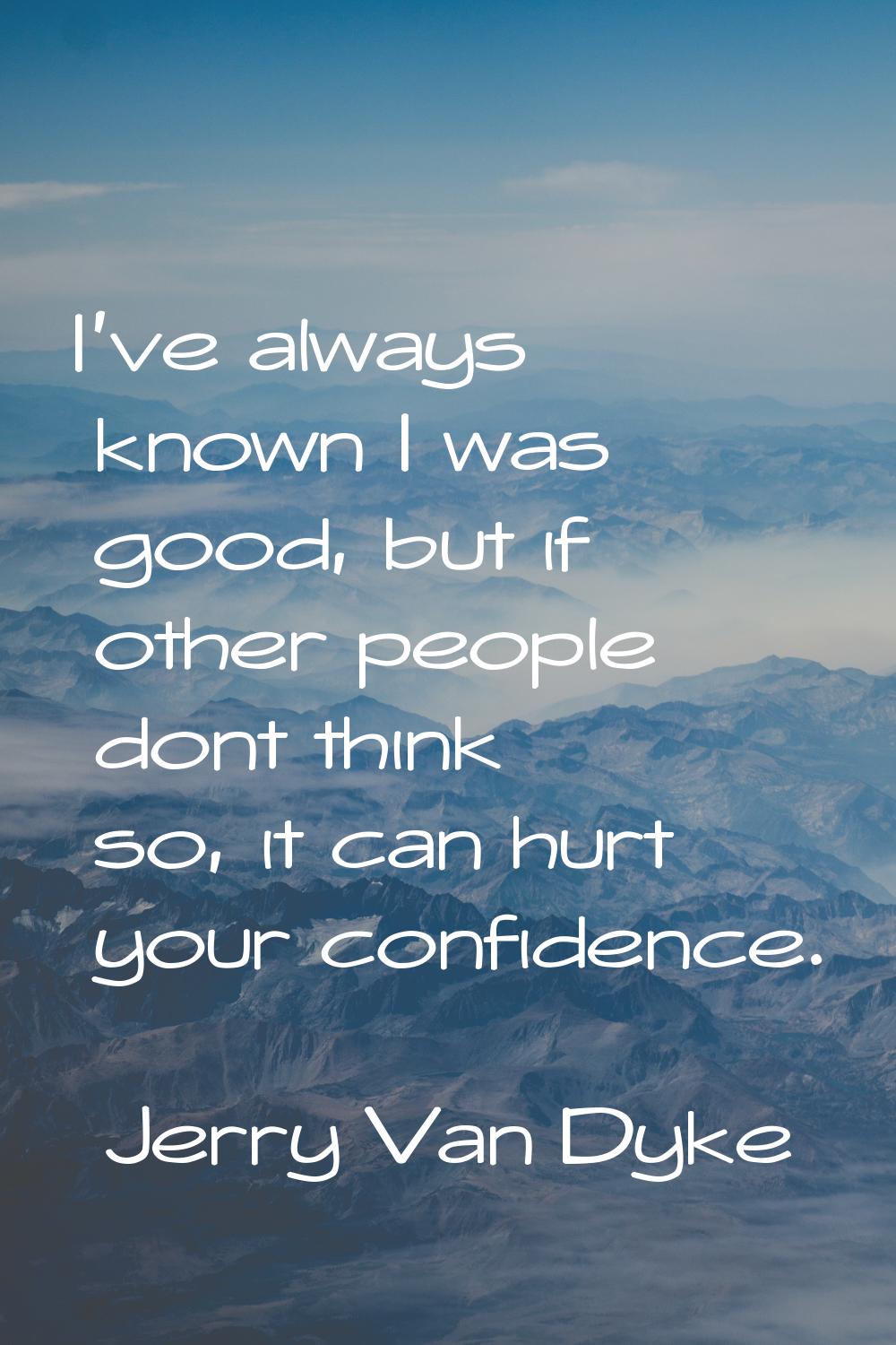 I've always known I was good, but if other people dont think so, it can hurt your confidence.