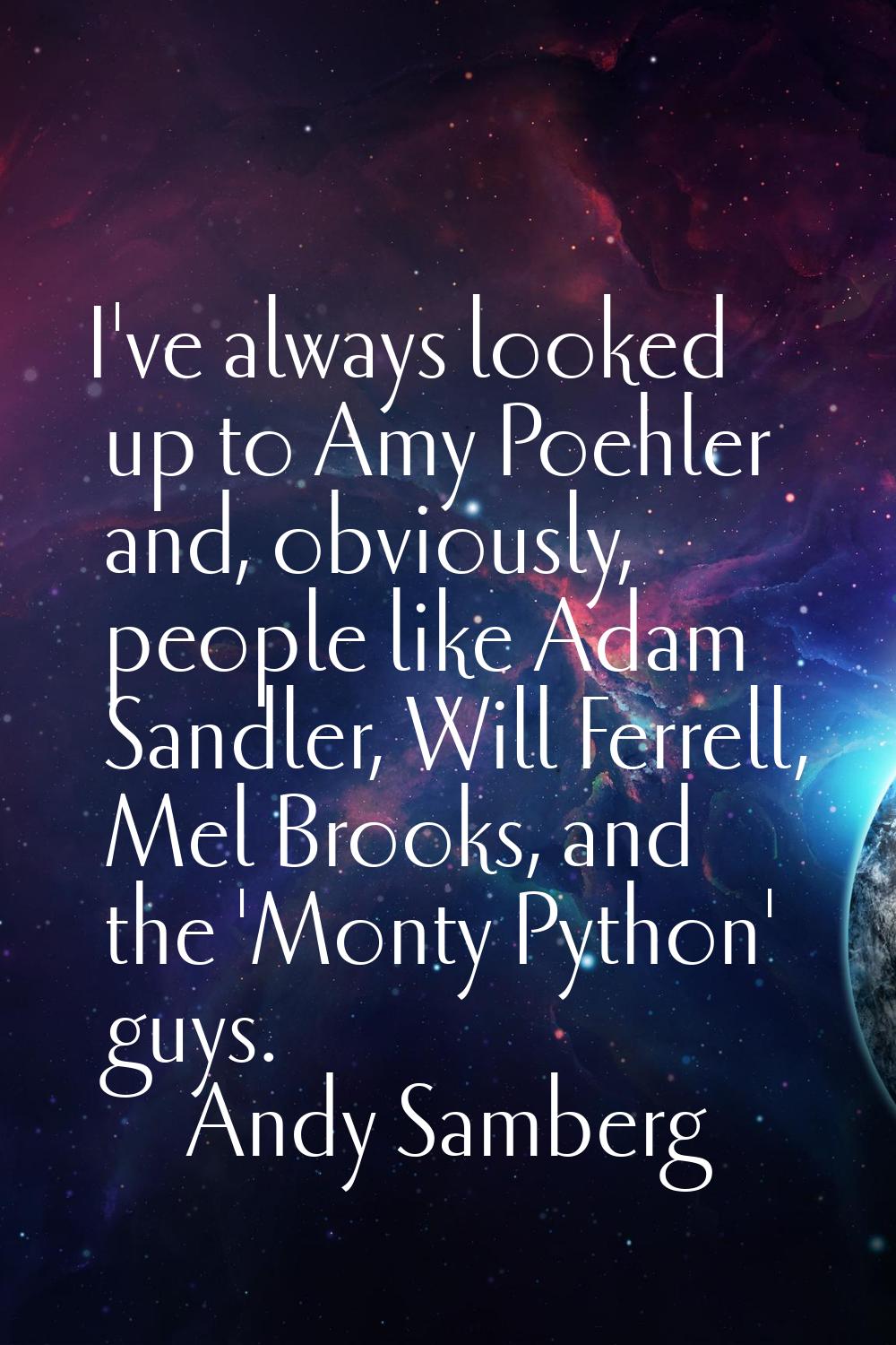 I've always looked up to Amy Poehler and, obviously, people like Adam Sandler, Will Ferrell, Mel Br