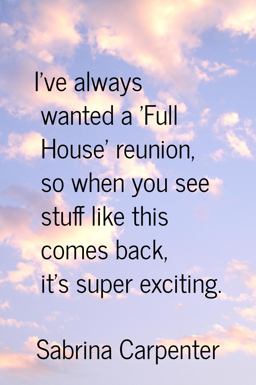 I've always wanted a 'Full House' reunion, so when you see stuff like this comes back, it's super e