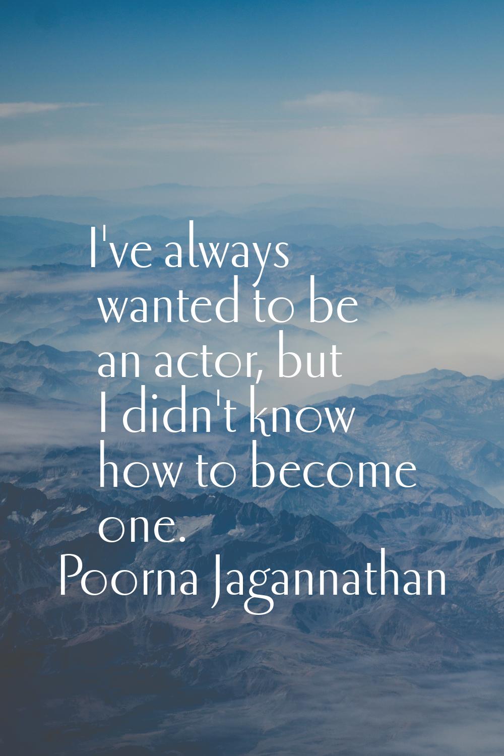 I've always wanted to be an actor, but I didn't know how to become one.