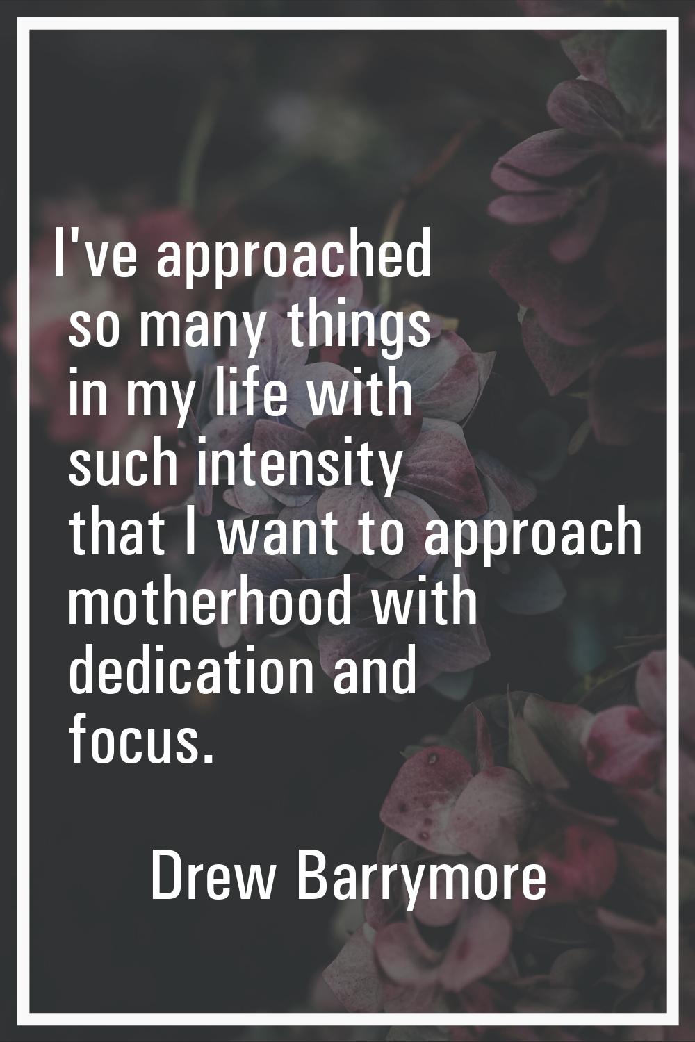 I've approached so many things in my life with such intensity that I want to approach motherhood wi