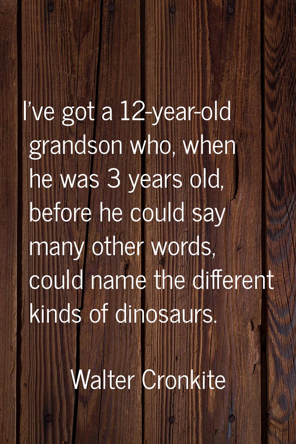 I've got a 12-year-old grandson who, when he was 3 years old, before he could say many other words,
