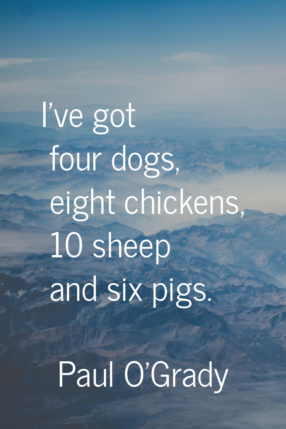 I've got four dogs, eight chickens, 10 sheep and six pigs.
